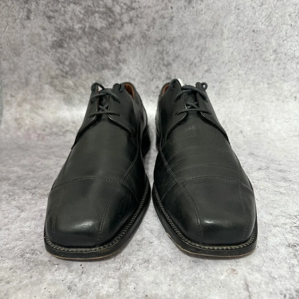 Johnston & Murphy Dobson Oxford Men 11.5 Black Cap Toe Leather Dress Shoes
